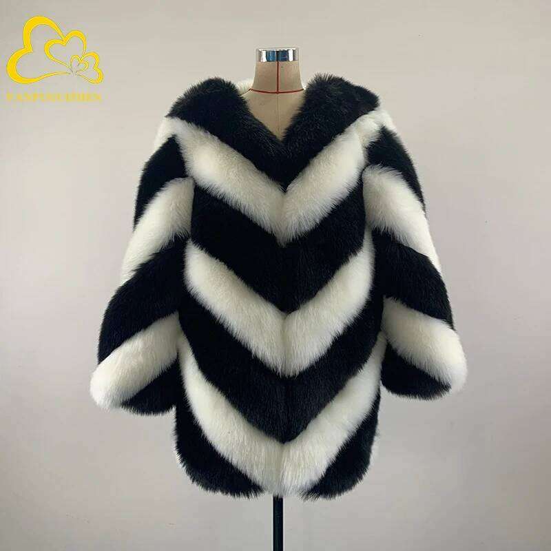 Fashion Faux Fox Coat Winter Clothes Socialite Style High end Warm Casual Fur Jackets Women Tops