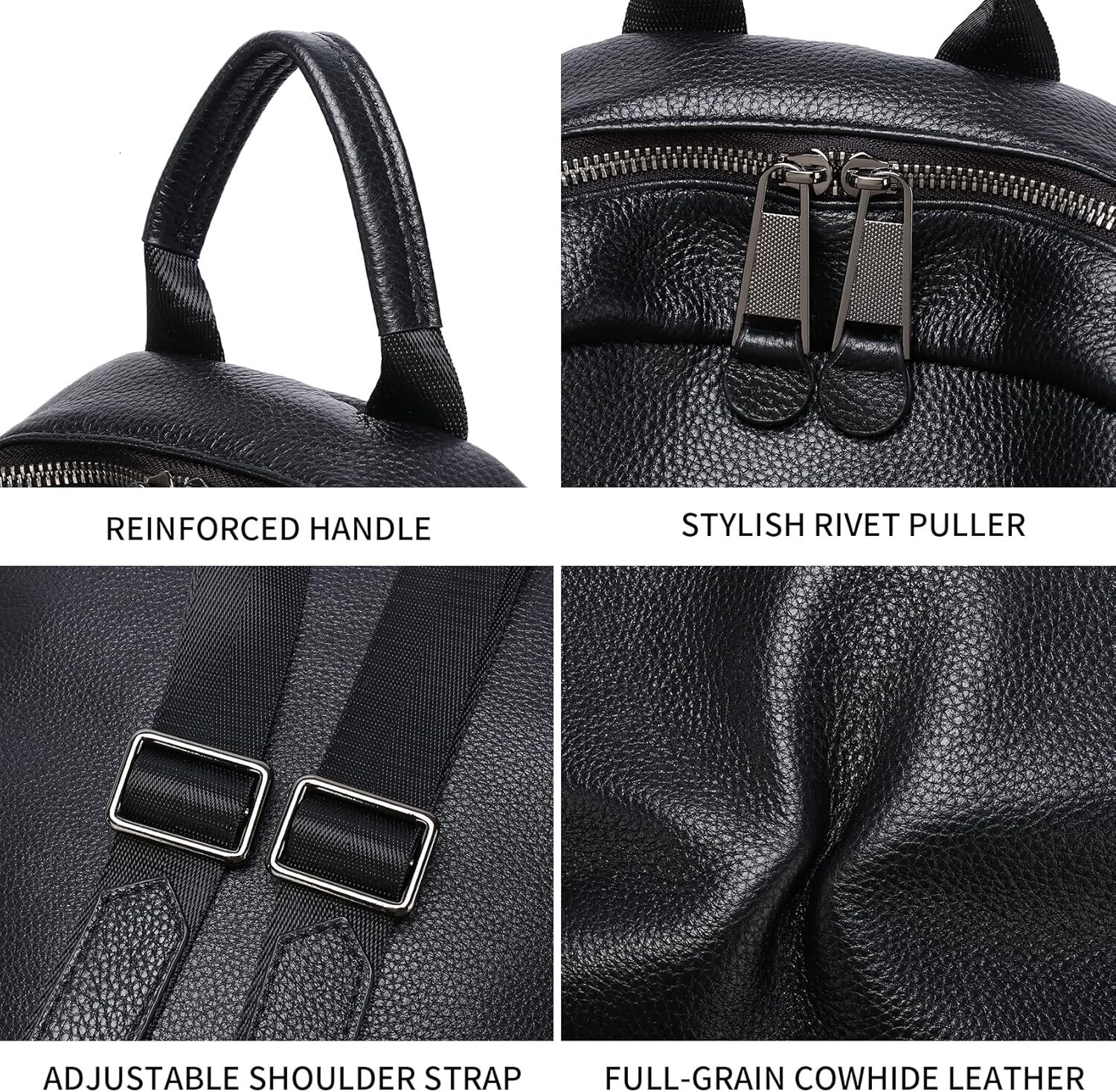 Wesccimo Genuine Backpack Purse For Women Black Quilted Real Soft Leather Fashion Designer Convertible Ladies Shoulder Bag