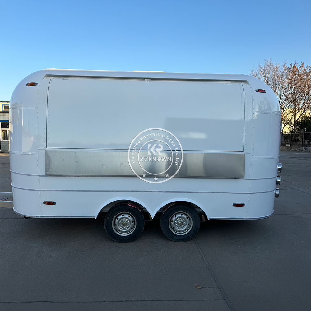Commercial Street Fast Food Truck Catering Trailer Coffee Kiosk Fully Equipped Food Trailer Outdoor Stainless Steel Pizza Hot Dog Cart