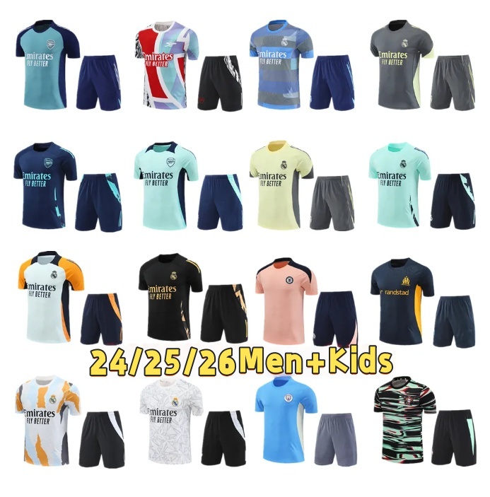 24 25 26 Arsen al SAKA Reals madrid BELLINGHAM tracksuit Short sleeved training men kids soccer shirt shorts football shirts kits maillot foot camiseta futbol.