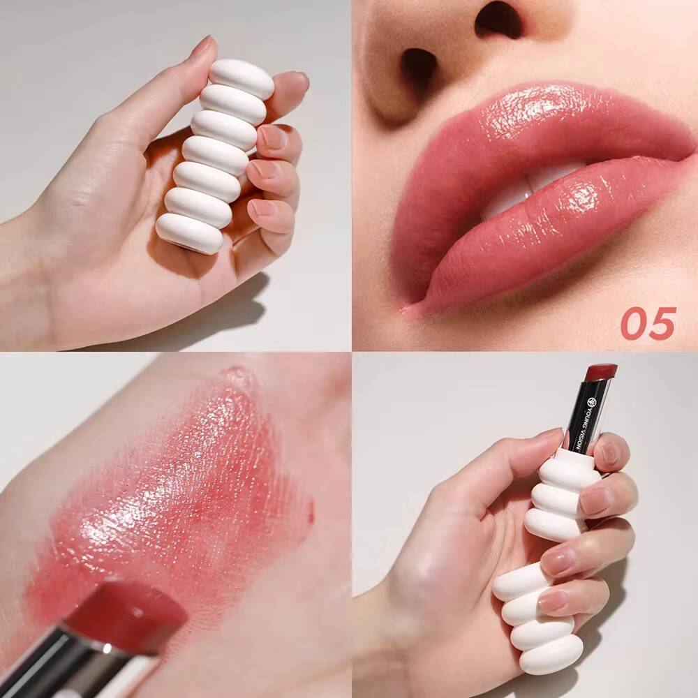 Spiral Moisturizing Colored Balm Shimmer Pink Temperature Change Glossy Lipstick Base Transparent Anti-dryness Lip Care happy