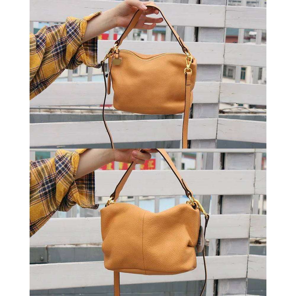 Genuine Soft Leather Women's Handbag Solid Color Shoulder Crossbody Bag 100% Cowhide Messenger Purse Golden Hardware Trendy 2025