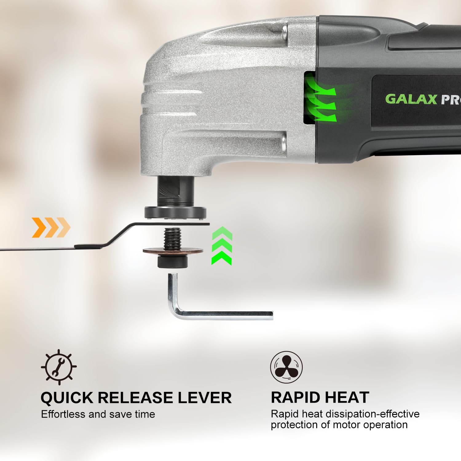 GALAX PRO 180W Oscillating Multi Tool, 22000 OPM 3 Degree Oscillating Angle with 3 Pieces Saw Blades 1pcs Semi Circle Blade Sanding Plate 6pcs Sanding