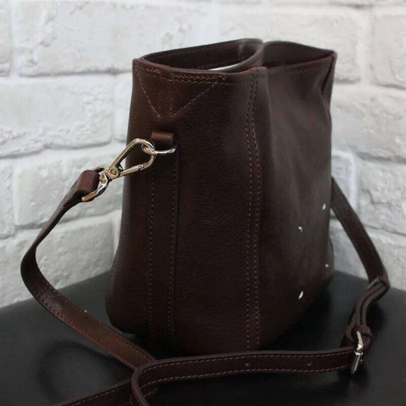 High Quality Natural Leather Handbag Women's Vintage Veg Tanned Cowhide Lightweight Small Shoulder Crossbody Bag With Purse