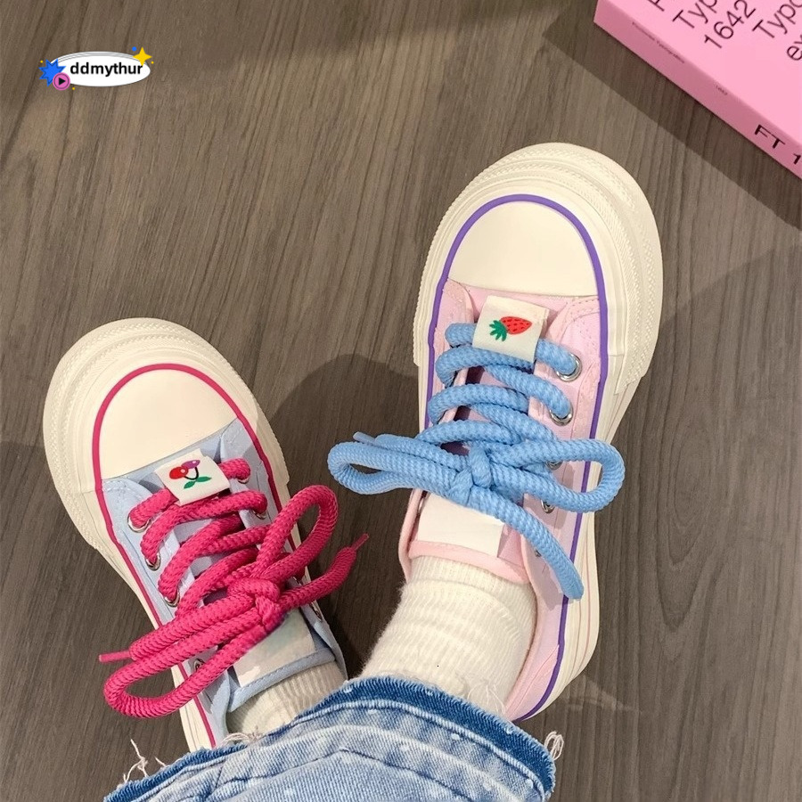 Student Canvas for Women New Summer Breathable Versatile Shoes Niche Thick-Soled Women's Casual Sneakers ddmythur