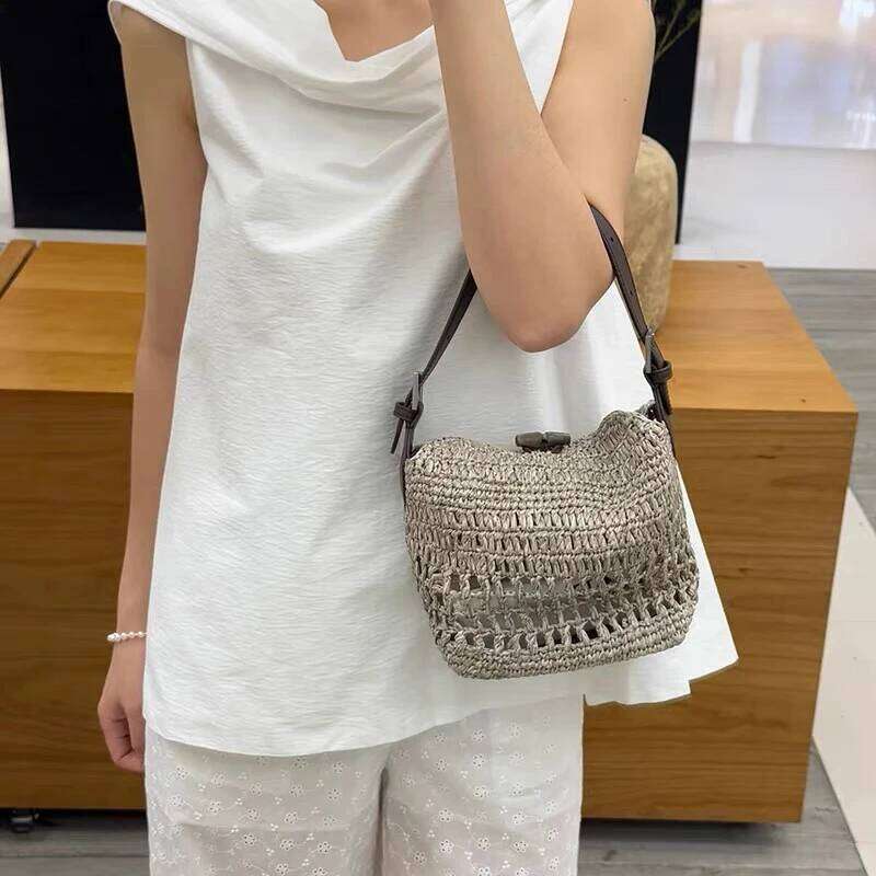 Women's Bags Designer Bohemian Beach Straw Woven Bags For Women Designer Handbags Purses New In Hollow With Inner Pocket Underarm Shoulder