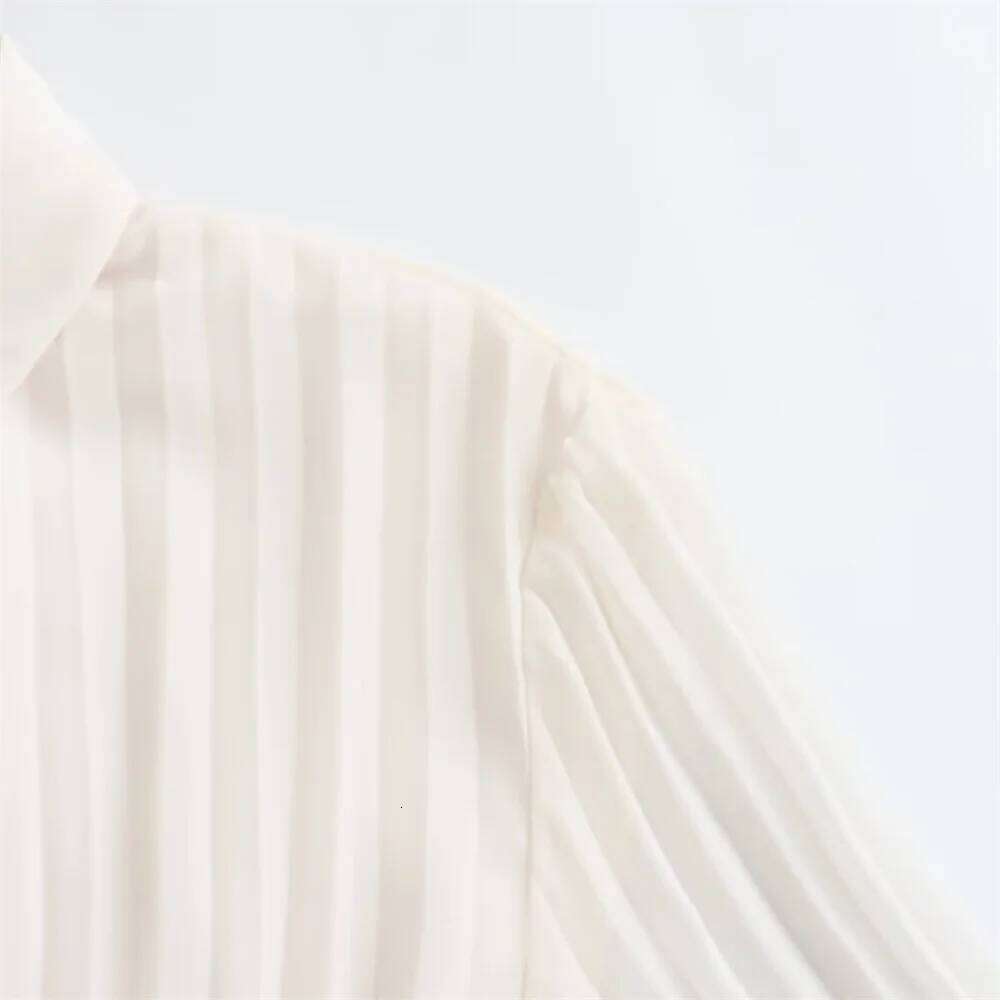 2025 Spring New Product Women's Fashion Casual Slimming Flip Collar Long Sleeves With Belt Midi Pleated Dress