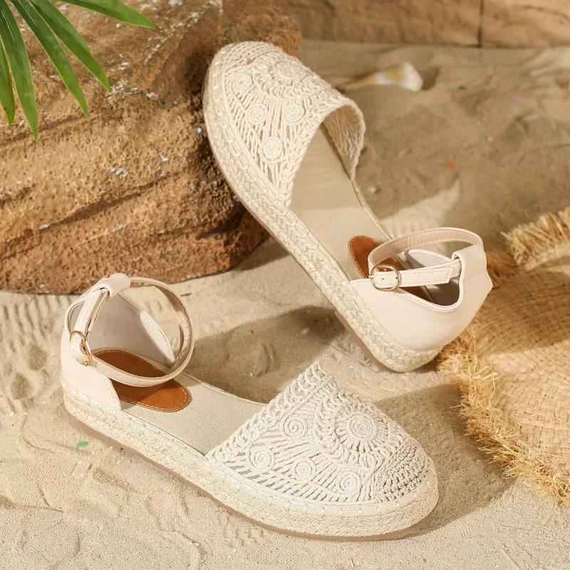 Vintage Flats Hemp Rope Bottom Sandals Womens 2025 Summer Comfortable Sandals Womens Fisherman Sandals Sandalias De Mujer 250613