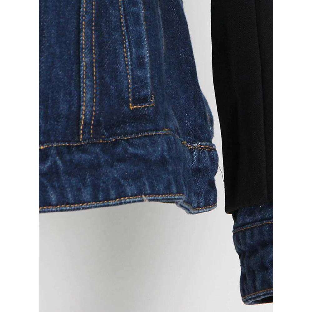 TWOTWINSTYLE Hit Color Patchwork Denim Blazer For Women Notched Collar Long Sleeve Spliced Button Designer Blazers Female New