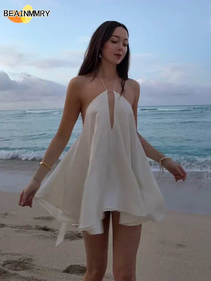 2025 Sexy Party Off Shoulder Dresses Womens Elegant Sleeveless Hollow Out Beach Dress Backless High Street Lady Summer Vestidos 250614