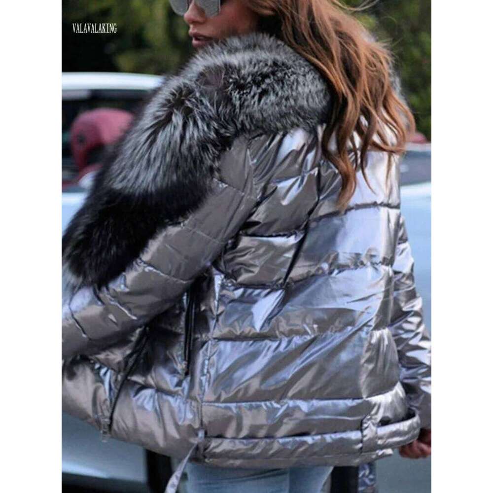 2025 Winter Solid Plus Size Faux Fur Hooded Women Sashes Pocket Long Sleeve Jacket Lady Shiny Large Zipper Thick Warm Coat