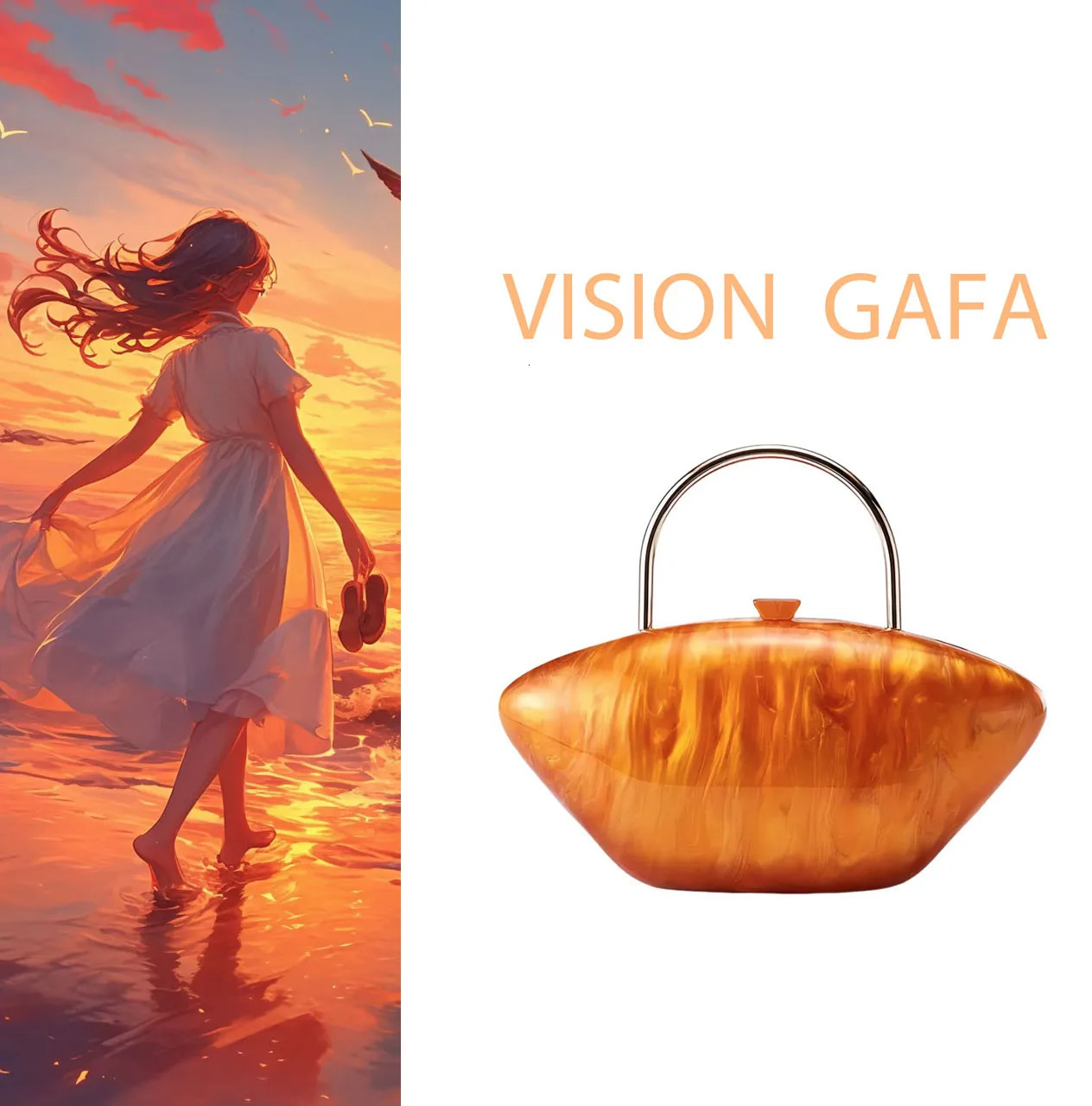 Pearl orange Marble Stylish Women Acrylic Evening Messenger Bag Designer Solid Shell Wedding Party Clutch Purse Dress bag 250614