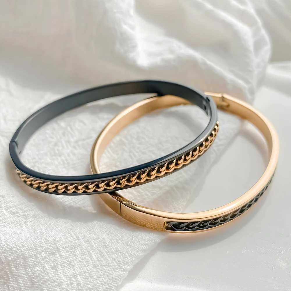 eManco Classic Chain Stainless Steel Gold plated Bangle High Quality For Women Wedding Party Jewelry 48 Hour Shippin Z250616