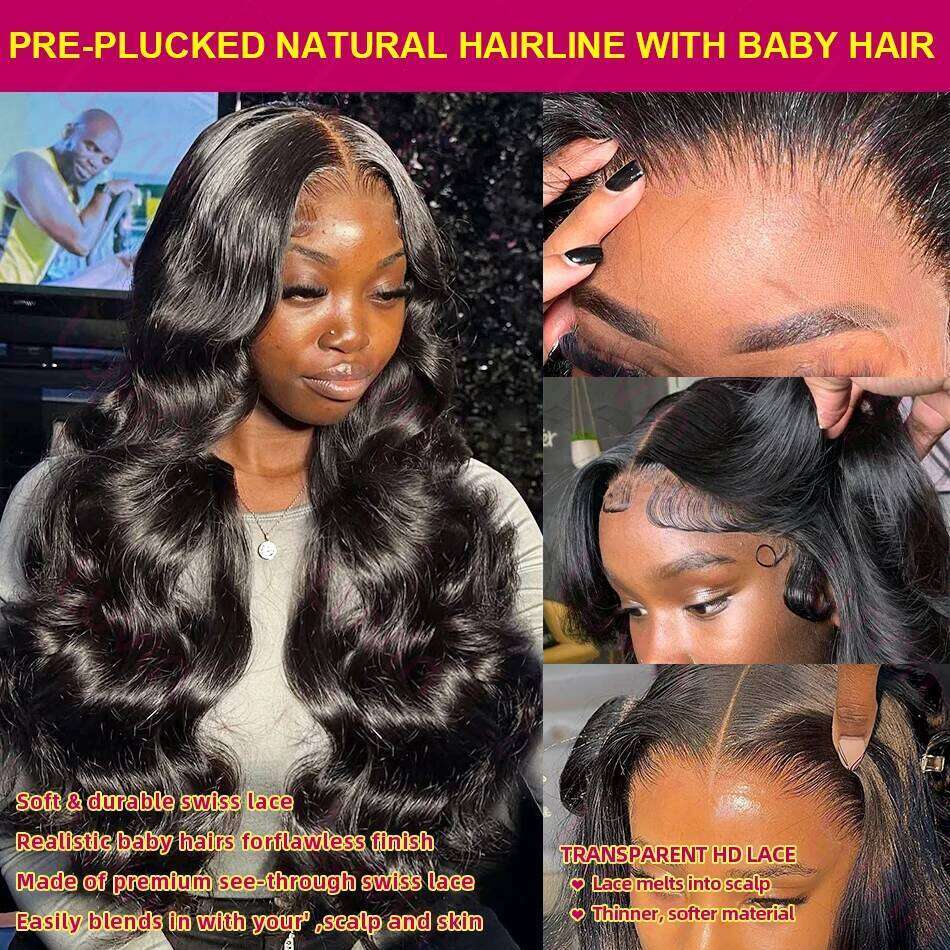 Luvin 250% 6x6 Closure Body Wave Glueless Human Hair 13x6 HD Frontal Wig Brazilian Transparent 13x4 Lace Front Wigs