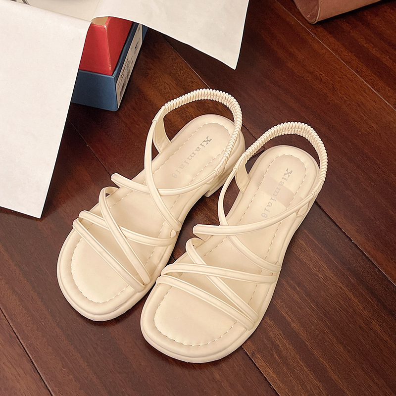 Ddmysports Flat Thin Strap Sandals For Women Summer New Outdoor Trendy Fairy Comfortable With Dress Roman Beach Shoes Outdoor Shoes