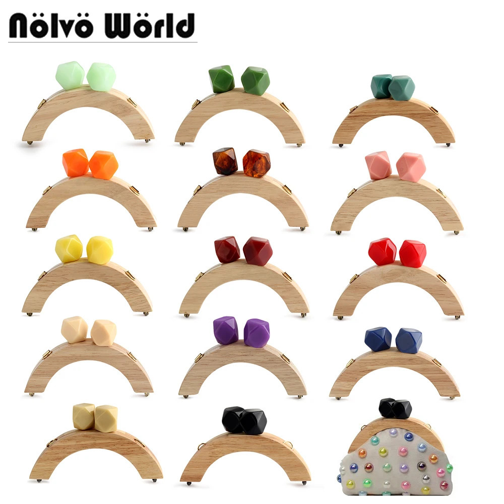 Nolvo World Wooden Bag Handle Closure Kiss Clasp Purse Screws Frame Replace Handbags Wallets Brackets DIY Sewing Accessories 250616