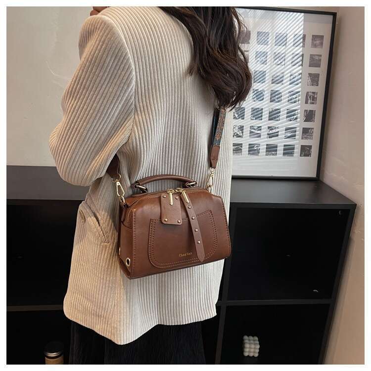 Handbag Solid Color Texture Women's Shoulder Versatile Casual Elegant Crossbody Bag