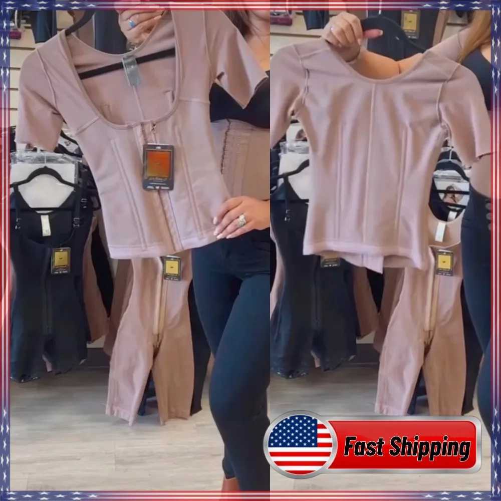 Shapewear Reductoras Body Shaper Colombianas Waist Trainer Post Surgery Compression Tummy Control Short Sleeve Vest Shapewear Top W250616