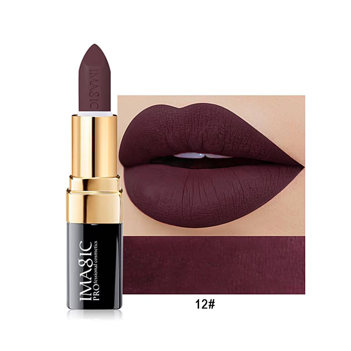 IMAGIC 12-Color Lipstick Matte Velvet Pigment Nude Rouge Waterproof Long Lasting Lip Profissional Cosmetics Beauty happy