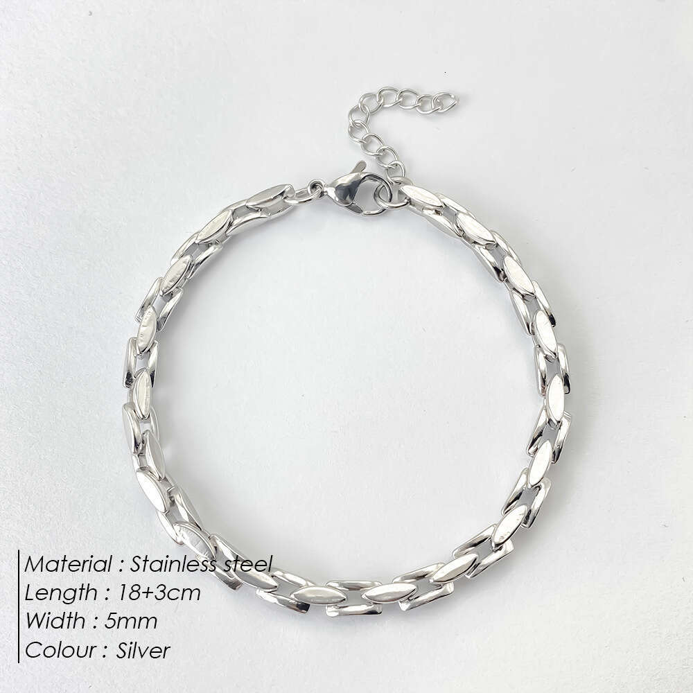 eManco New Stainless Steel Trendy Brand Versatile Stylish Jewelry Hip-Hop Men's Personality Simple Bracelet