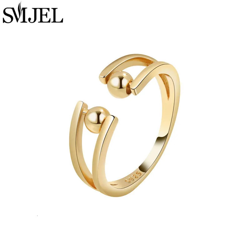 Fashion Anxiety Fidget Rings Adjustable for Women Simple Gold Color Round Beads Rotate Freely Ring Jewelry Anti Stress Gifts 250610