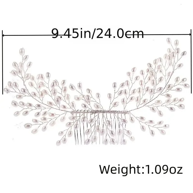 Silver Color Pearl Hair Comb Pin Band Headband Tiara For Women Bride Party Wedding Bridal Hair Accessories Jewelry Comb Band 250610