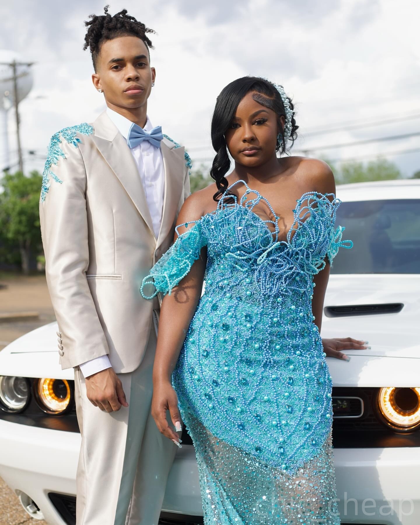 Sky Blue Mermaid Prom Dresses 2025 Pearls Crystals Sequined Stylish Evening Formal Party Second Birthday Engagement Gowns Plus Size Dress For Special 