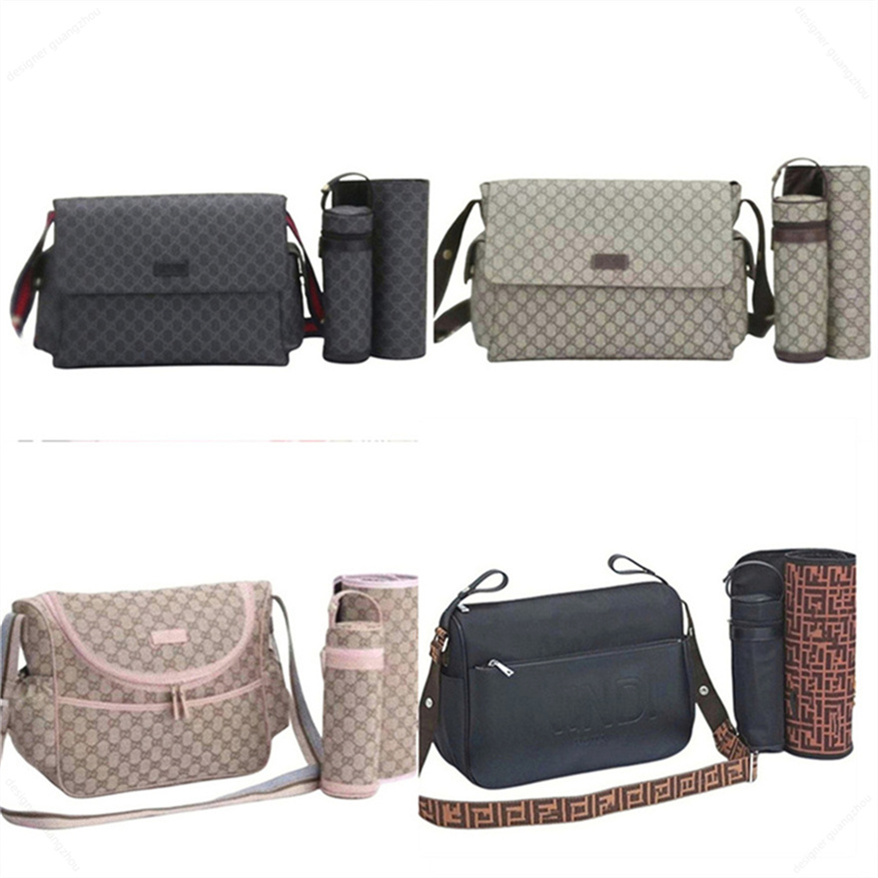 Designer diaper bag Waterproof Mom Bag 3 set Diaper bag Baby Baby Zipper Brown plaid print a55