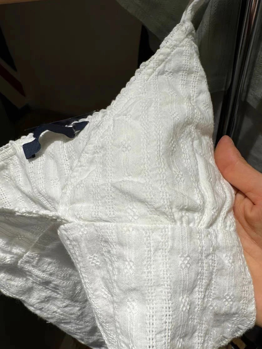 Eyelet Back Lace-up White Tank Top for Woman Sexy V-neck Soft Cotton Slim Cropped Vest Summer Sweet Preppy Style Crop Tops Y2k 250614