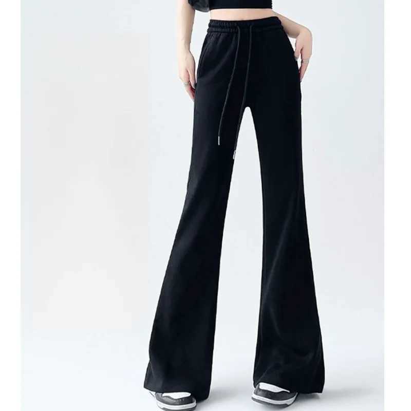 Streetwear Women Drawstring Flare Pants Casual Matching Sportswear New In Lady Leggings Wide Leg Pants Boot Cut Long TrousersT251022