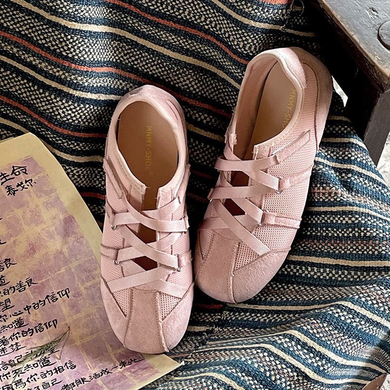 designer shoes Women's 2025 Spring Retro and Versatile Yellow Soft - soled Ballet - style Flat Training Shoes for Casual Sports