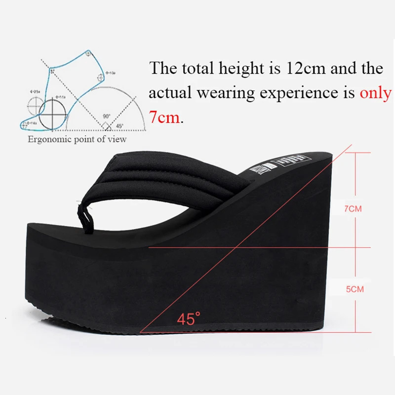 Platform Wedges Slippers Women Sandals Female Shoes Fashion Super High 12cm Heeled Shoes Summer Beach Slides Girls Slippers 250614