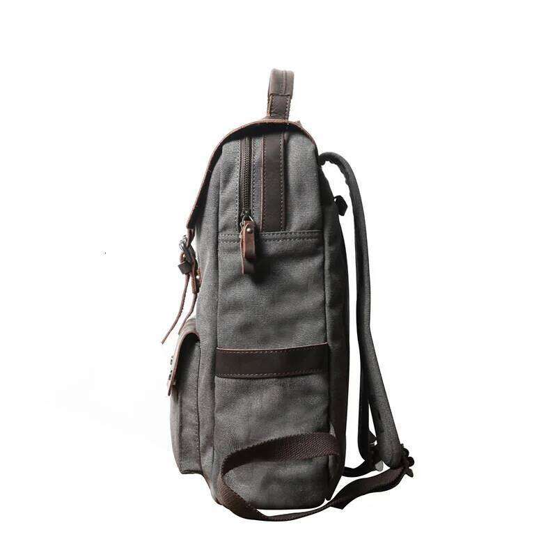 Men Backpacks Retro Canvas Backpack Multifunction Fashion Neutral Leather School Bags For Teenager Portable Wearproof Travel Bag