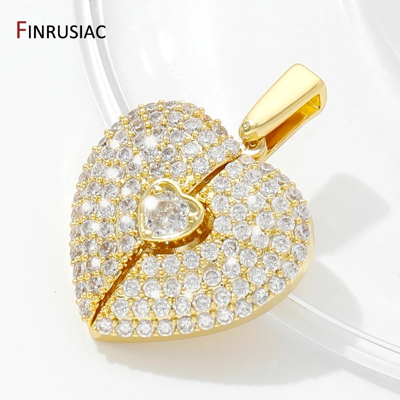 18K Gold Plated Brass Heart Pendant Charm For DIY Jewelry MakingInlaid Zircon Wing Charm DIY Necklace Accessories 250609