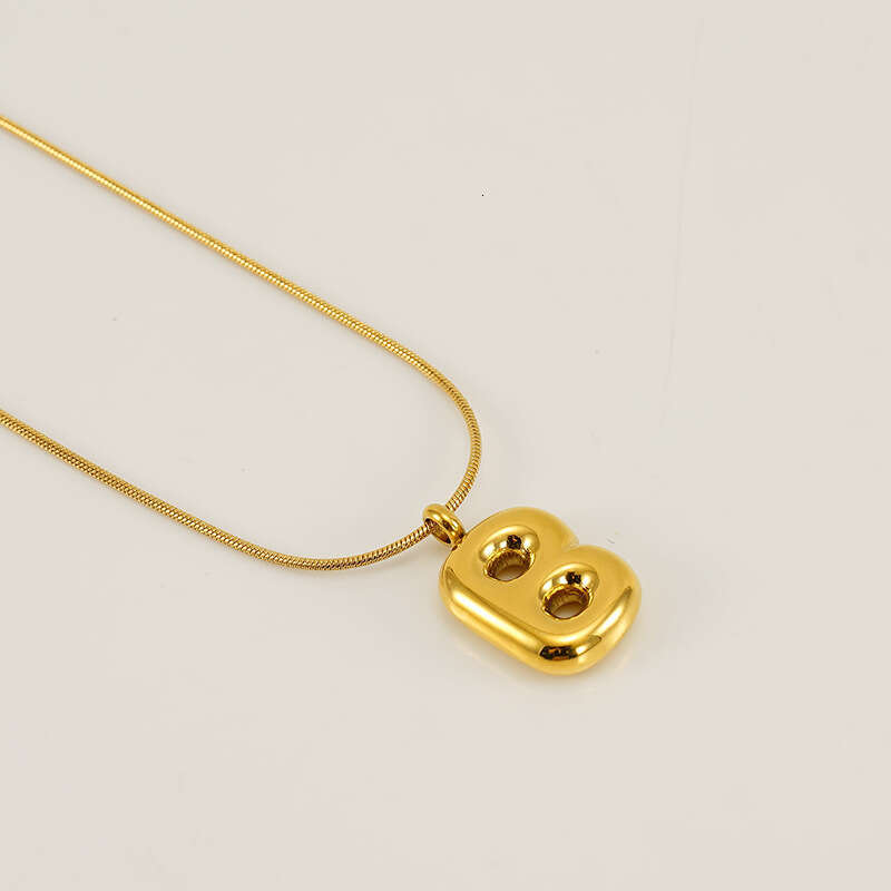 Hot Selling Bubble 26 English Letters Glossy Pendant Niche Versatile Gold-Plated Titanium Steel Necklace Jewelry with gift jewelry box