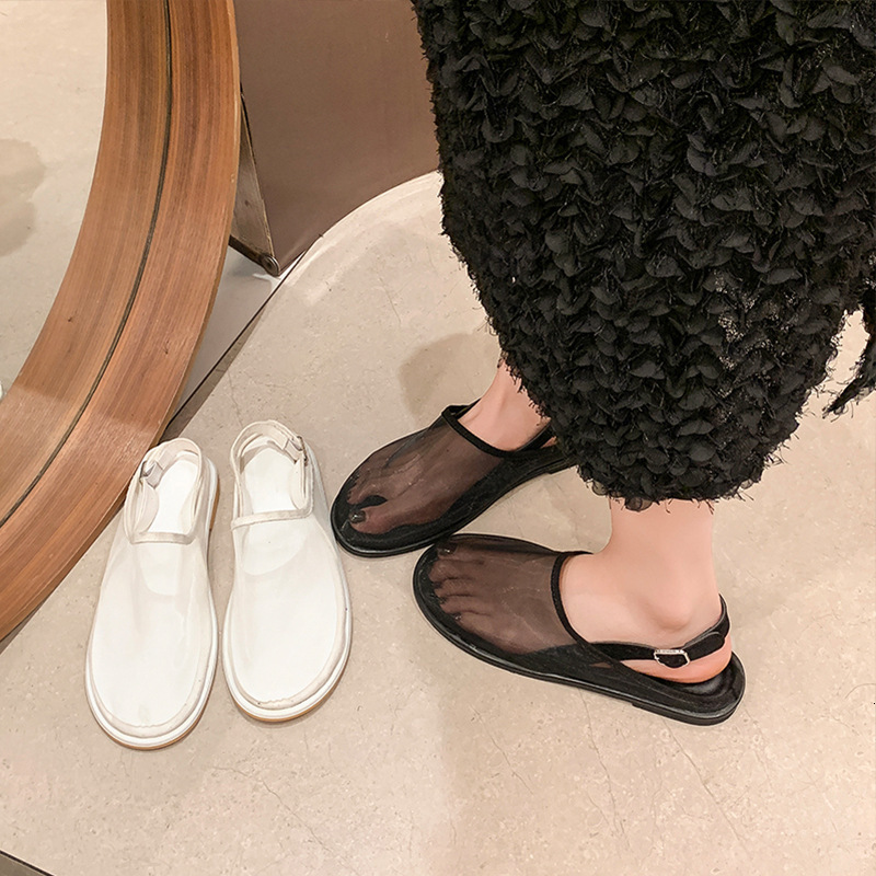Ddmysports New Summer Mesh Shoes Women High End Round Toe Breathable Closed Half Slippers With One Strap Flat Sandals For Outdoor Shoes