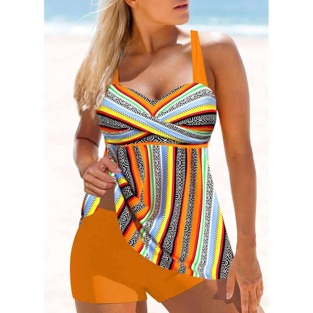 Summer Fashion Sexy Bohemian Style Printed Women's Hanging Neck Bikini Vacation Casual Swimsuit S-6XL