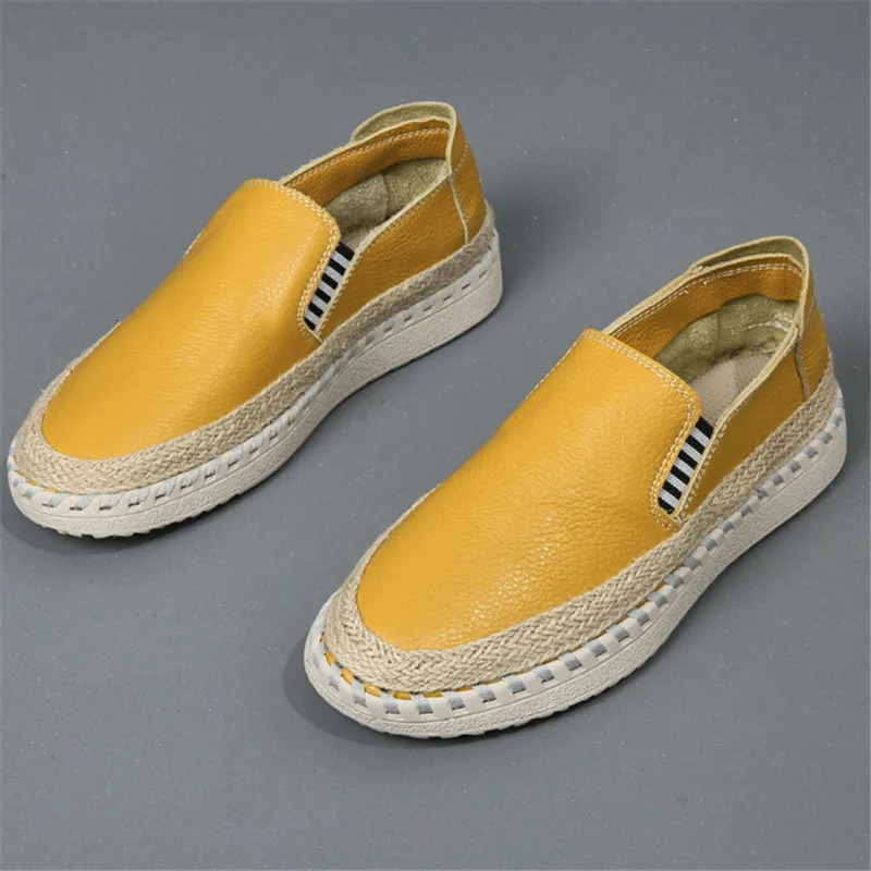 Fashion Fisherman Loafers Mens White Genuine Leather Espadrilles Shoes Male Walking Sneakers Footwears Zapatos Hombre 250612