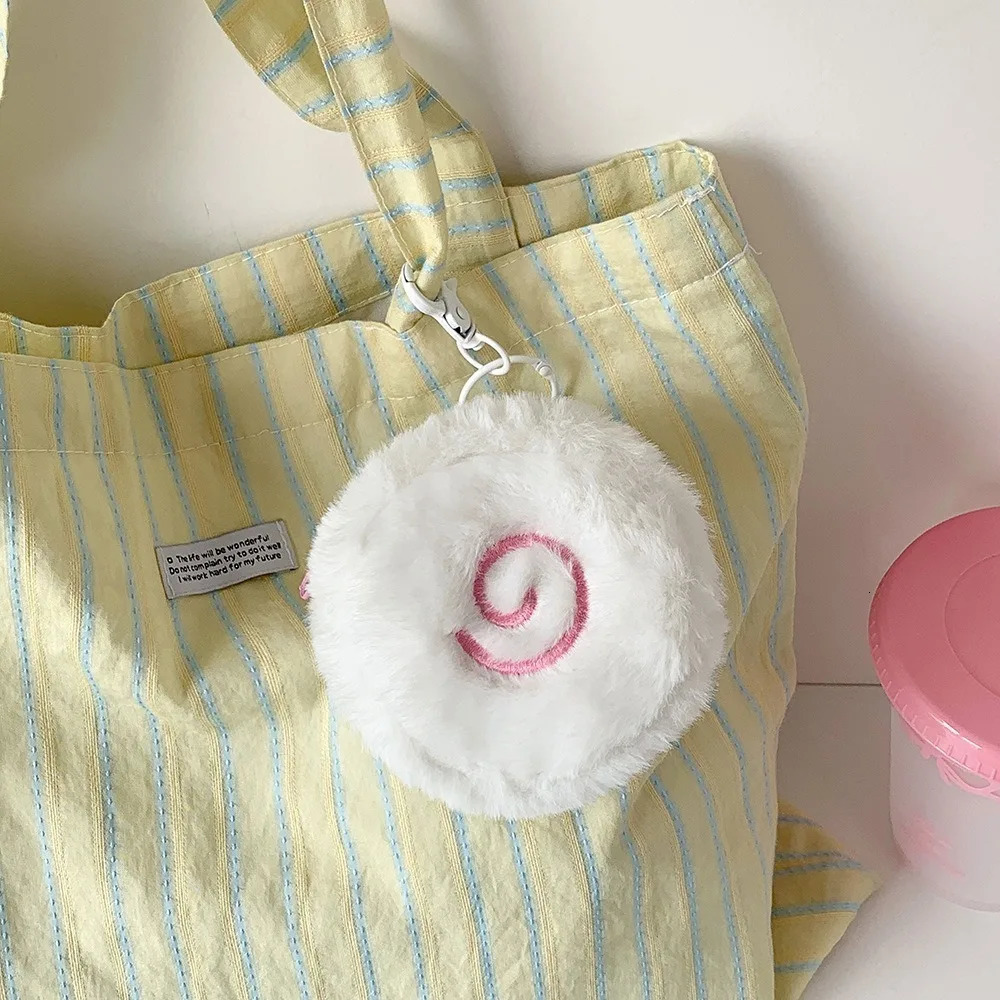 Cute Fish Shaped Plush Keychain Mini Fluffy Earphone Lipstick Pouch Wallet Multifunctional Decorative Hanging Bag Plush Keychain 250614