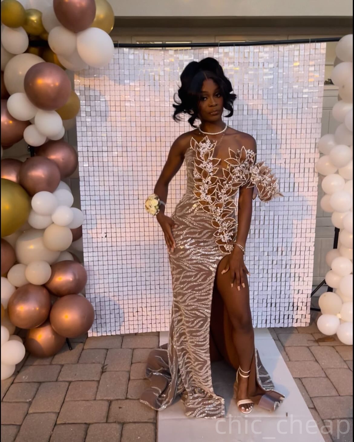 Brown Mermaid Prom Dresses 2025 Pearls Floral Appliques Sequined Evening Formal Party Second Birthday Engagement Gowns Plus Size Dress For Special Occ