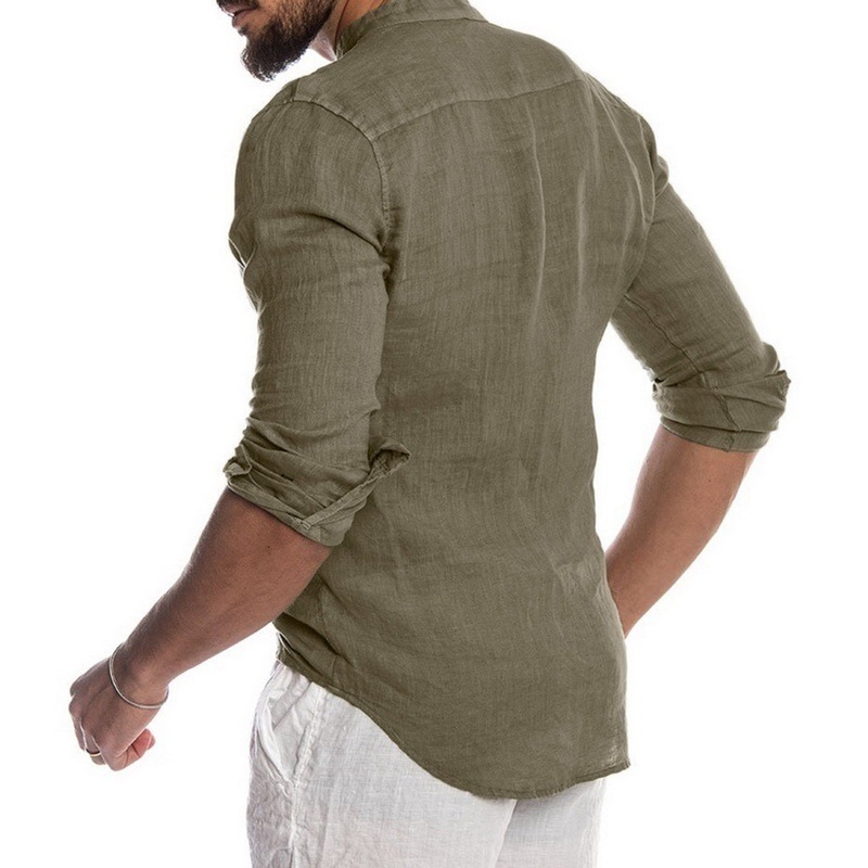 Big & Tall Men's Casual Shirt - Lightweight Linen Cotton Button Down, Long Sleeve Summer Shirt, Solid Color Plus Size Tops (S-5XL, Comfort Fit)