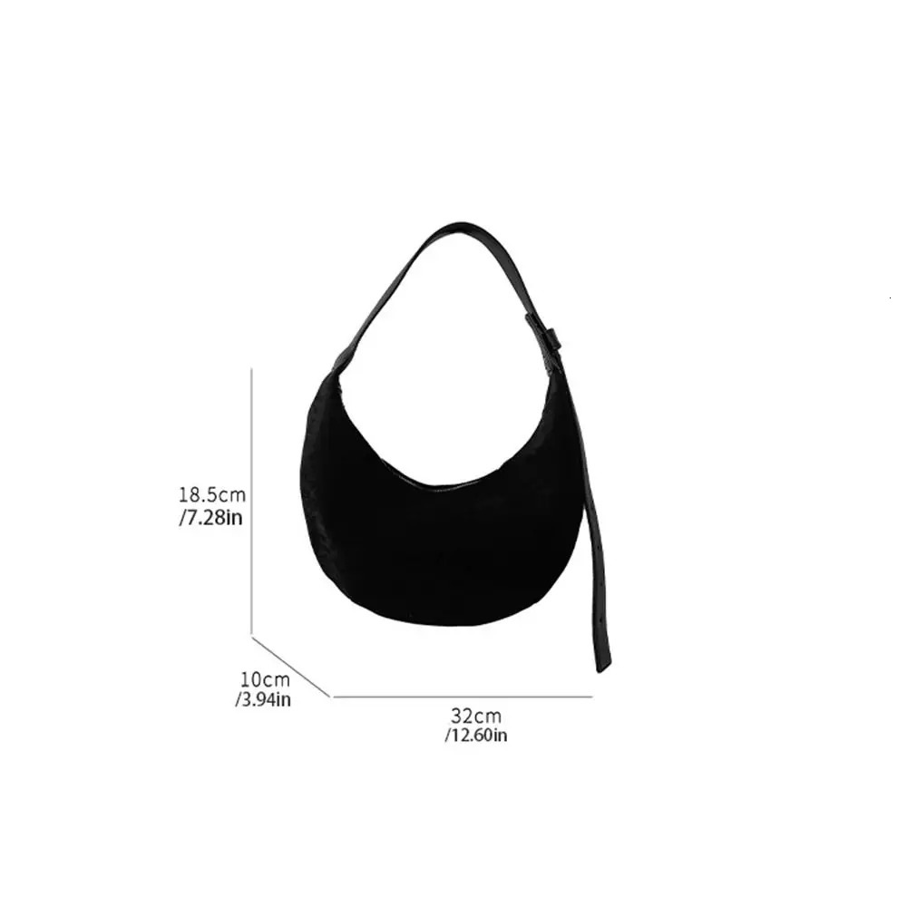 Sweet Korean Style Suede Shoulder Bag Retro Solid Color Dumpling Bag Maillard Style Zipper Crescent Bag Office Worker 250614