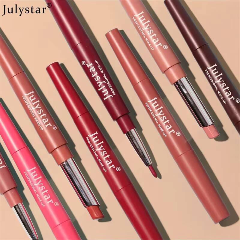 12 Color Matte Lipstick Liner 2 In 1 Velvet Makeup Lipsticks Long Lasting Durable Waterproof Red Lipliners Lips Make Up happy