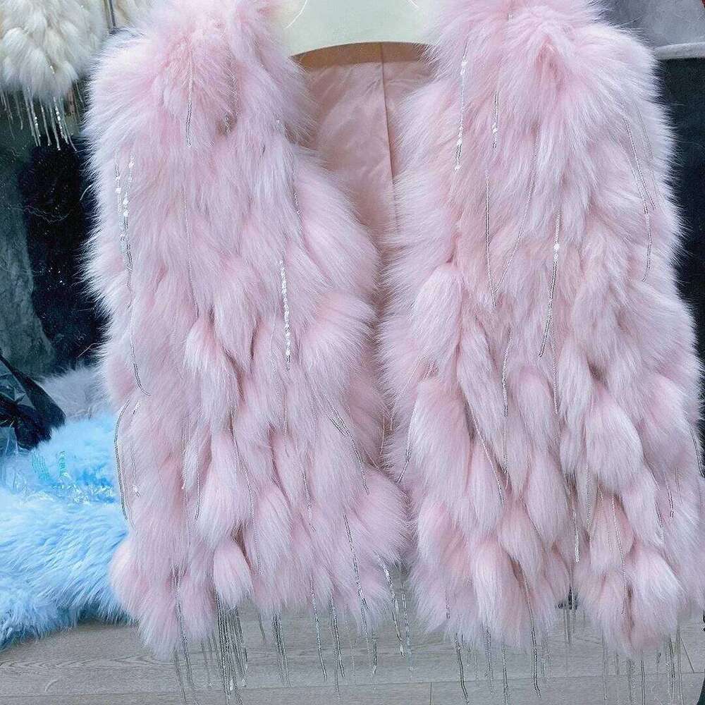 Hot Sales New Real With Tassels Fashion Winter Warm Women Coats Natural Fox Fur Coat Thick Jackets