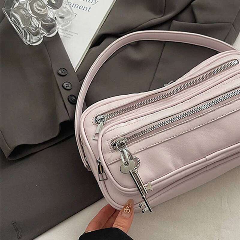 New Retro Multi-Zipper Motorcycle Bag Fashion Casual Large Capacity Women's Crossbody Handbag