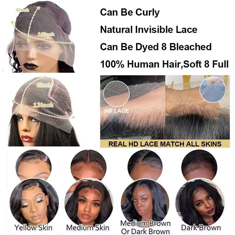 30 40 Inch 250 Density Body Wave 13x6 HD Transparent Frontal Wigs Human Hiar 13x4 Front Glueless 5x5 Lace Closure Wig
