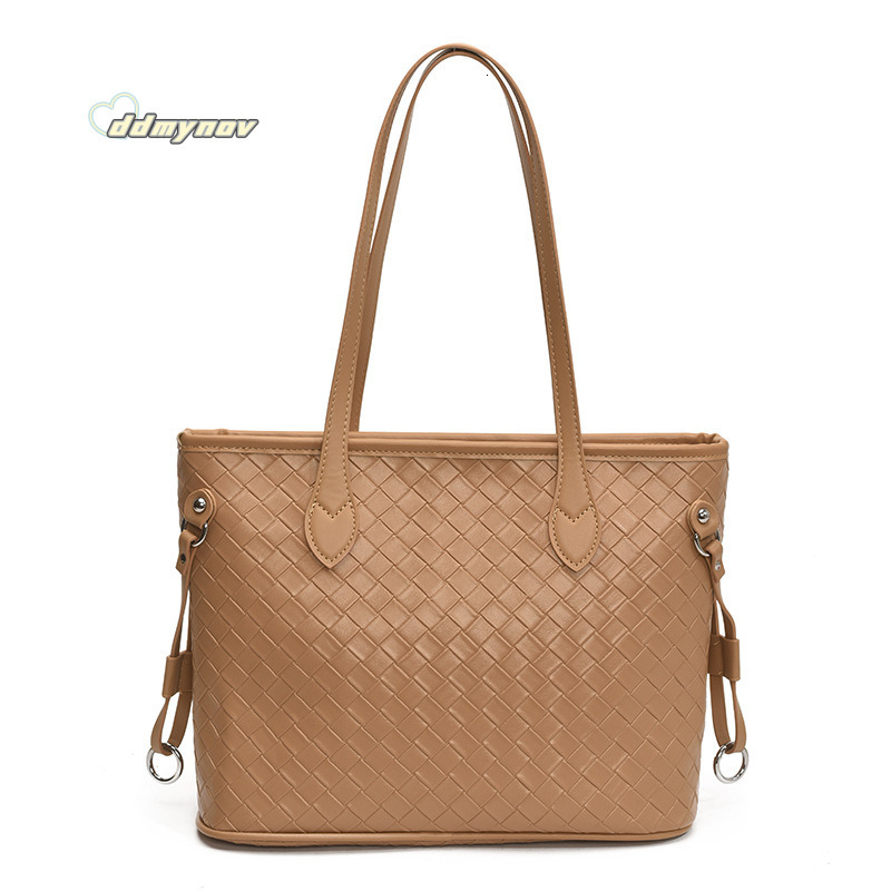 Minimalist Elegant Woven Pattern Tote for Women 2025 Summer New Large Capacity Office Commute Shoulder Underarm Bag ddmynov ddmynov
