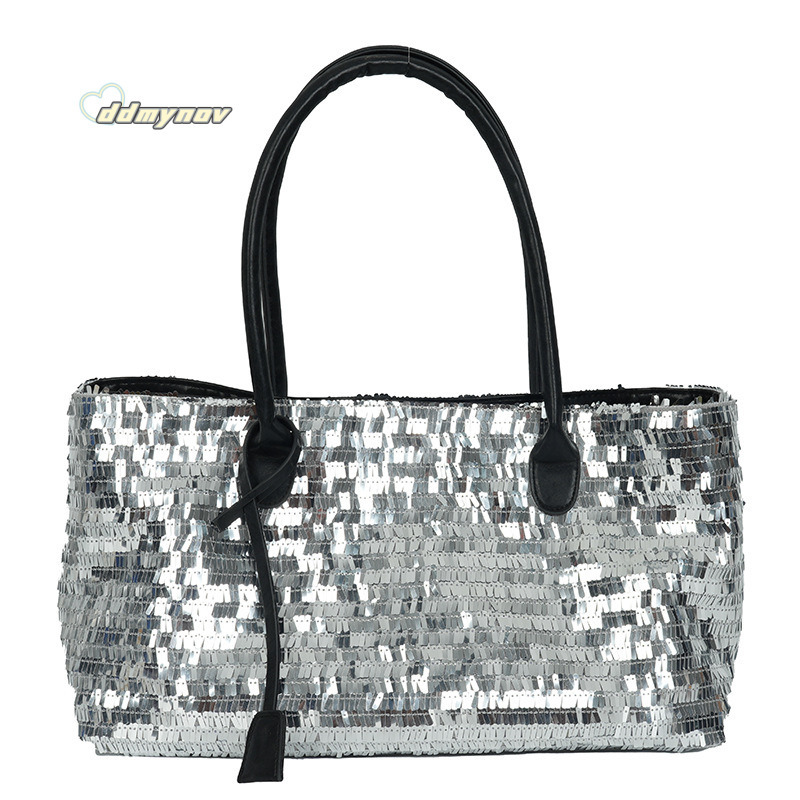 Korean Style Fashionable Chic Tote Bag for Women 2025 Summer Niche Sequin Versatile Large Capacity Shoulder Handbag Trend ddmynov ddmynov