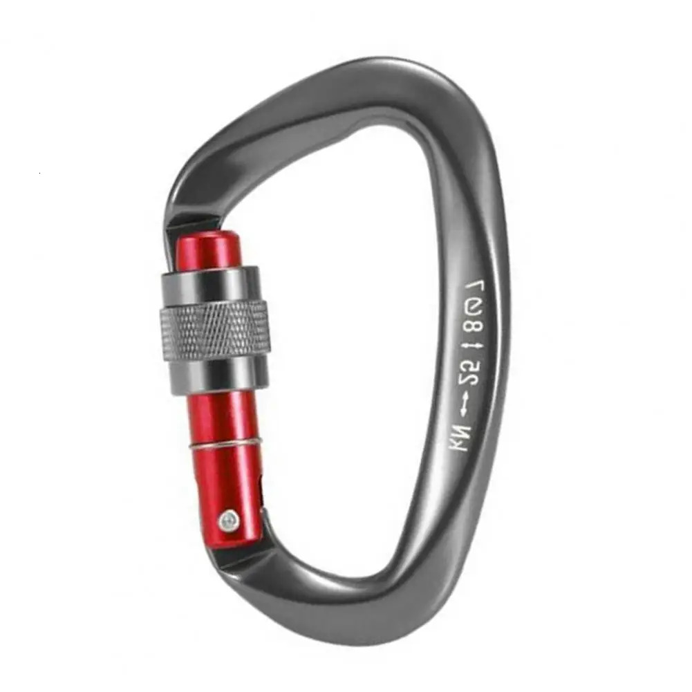 Climbing Carabiner Screw Gate Locking Heavy Duty 812KW 25KN Aviation Aluminum Dshaped Ring Outdoor Hiking Snap Hook Clip 250611