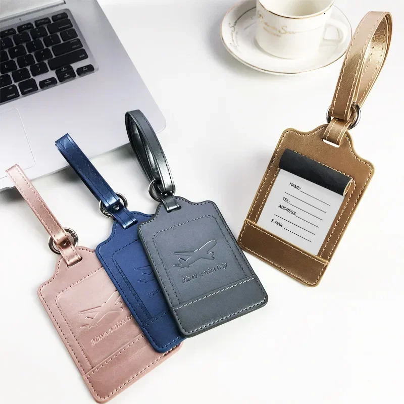 Portable PU Leather Luggage Tag Suitcase Identifier Label Baggage Board Bag Name ID Address Holder Travel Passport Card 250615